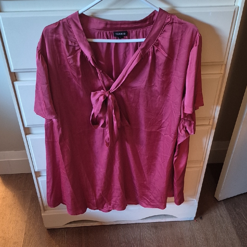 Torrid Pink Blouse with Tie Detail